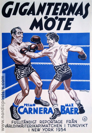 Primo Carnera and Max Baer 1934 movie poster Primo Carnera Max Baer Arthur Donovan Boxing Documentaries