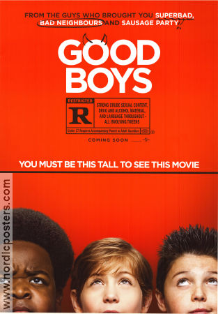Good Boys 2019 movie poster Jacob Tremblay Keith L Williams Brady Noon Gene Stupnitsky Kids