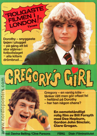 Gregory´s Girl 1980 poster John Gordon Sinclair Bill Forsyth