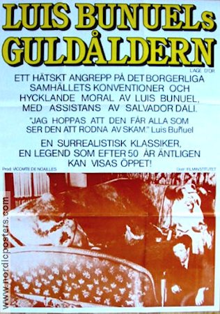 L´age d´or 1930 movie poster Gaston Modot Lya Lys Caridad de Laberdesque Luis Bunuel Writer: Salvador Dali