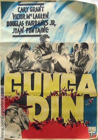 Gunga Din 1939 movie poster Cary Grant Victor McLaglen Douglas Fairbanks Jr