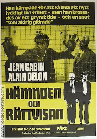 Hämnden och rättvisan 1974 movie poster Jean Gabin Alain Delon José Giovanni