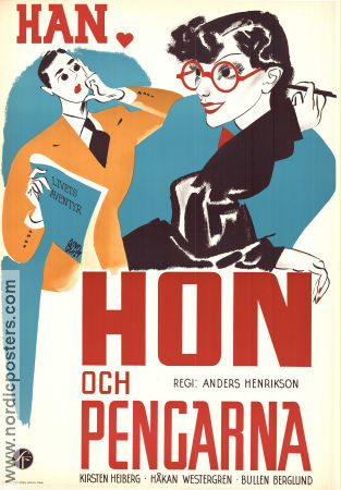 Han hon och pengarna 1936 movie poster Håkan Westergren Kirsten Heiberg Erik Bullen Berglund Anders Henrikson Poster artwork: Birger Lundqvist