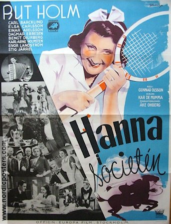 Hanna i societen 1940 movie poster Rut Holm Sports Eric Rohman art Find more: Large poster
