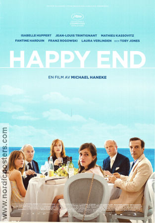 Happy End 2017 movie poster Isabelle Huppert Jean-Louis Trintignant Mathieu Kassovitz Michael Haneke Beach