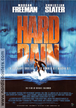 Hard Rain 1998 movie poster Morgan Freeman Christian Slater Randy Quaid Mikael Salomon