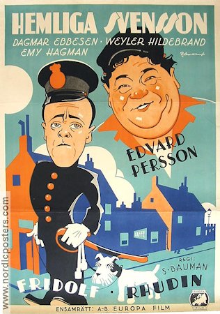 Hemliga Svensson 1933 movie poster Fridolf Rhudin Edvard Persson Weyler Hildebrand Schamyl Bauman Eric Rohman art