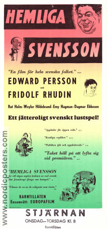 Hemliga Svensson 1933 movie poster Fridolf Rhudin Edvard Persson Weyler Hildebrand Schamyl Bauman