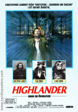 Highlander 1985 movie poster Christopher Lambert Sean Connery Clancy Brown Russell Mulcahy