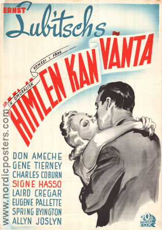 Heaven Can Wait 1943 movie poster Don Ameche Gene Tierney Signe Hasso Ernst Lubitsch Romance