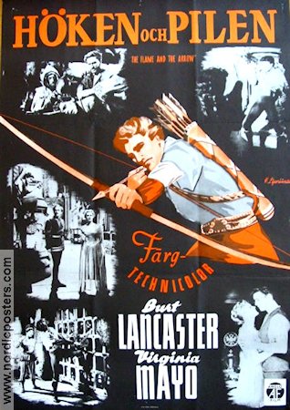 The Flame and the Arrow 1950 movie poster Burt Lancaster Virginia Mayo Robert Douglas Jacques Tourneur Adventure and matine