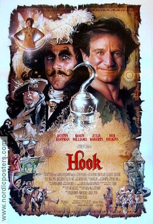 Hook 1991 movie poster Robin Williams Julia Roberts Dustin Hoffman Steven Spielberg Poster artwork: Drew Struzan