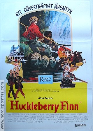 Huckleberry Finn 1974 movie poster Jeff East Paul Winfield Harvey Korman J Lee Thompson Musicals