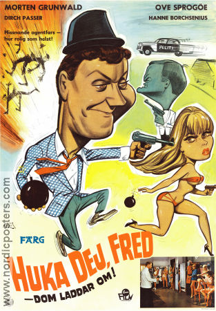 Slap af Frede! 1966 movie poster Morten Grunwald Ove Sprogöe Hanne Borchsenius Erik Balling Poster artwork: Walter Bjorne Agents Denmark