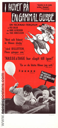 I huvet på en gammal gubbe 1968 movie poster Hans Alfredson Fatima Ekman Monica Nielsen Rolf Bengtsson Per Åhlin Production: AB Svenska Ord Animation