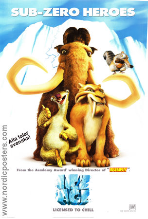 Ice Age 2002 movie poster Denis Leary Chris Wedge Animation Cats