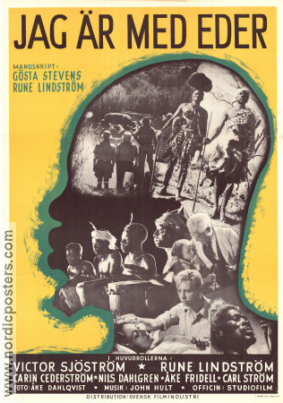 Jag är med eder 1947 movie poster Victor Sjöström Rune Lindström Carin Cederström Gösta Stevens Find more: Africa