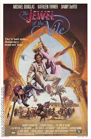 The Jewel of the Nile 1985 movie poster Michael Douglas Kathleen Turner Danny DeVito Lewis Teague