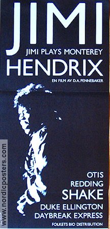 Jimi Plays Monterey 1987 movie poster Jimi Hendrix DA Pennebaker Rock and pop