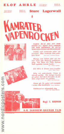 Kamrater i vapenrocken 1938 poster Sture Lagerwall Schamyl Bauman
