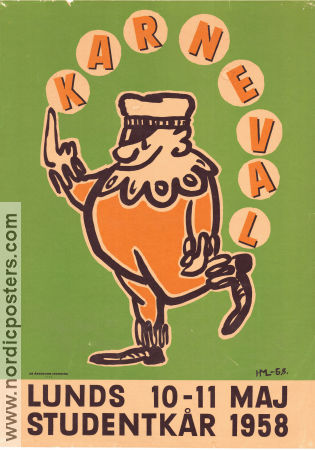 Karneval Lunds studentkår 1958 poster Lundakarnevalen