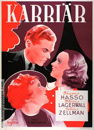 Karriär 1938 movie poster Signe Hasso Sture Lagerwall Schamyl Bauman Eric Rohman art