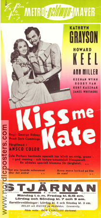 Kiss Me Kate 1953 movie poster Kathryn Grayson Howard Keel Ann Miller George Sidney Musicals