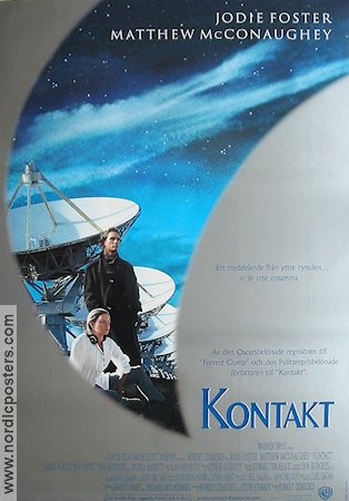 Contact 1997 movie poster Jodie Foster Matthew McConaughey Tom Skerritt Robert Zemeckis Writer: Carl Sagan