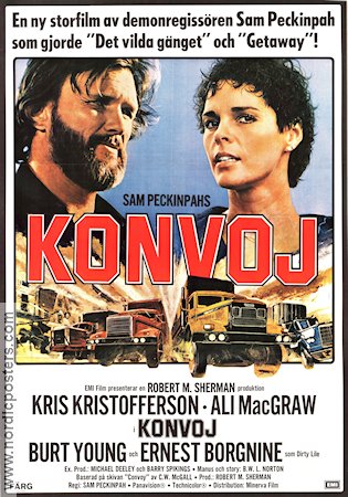 Convoy 1978 movie poster Kris Kristofferson Ali MacGraw Sam Peckinpah Cars and racing