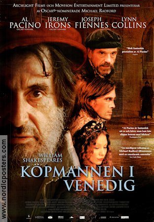 The Merchant of Venice 2004 movie poster Al Pacino Joseph Fiennes Jeremy Irons Lynn Collins Michael Radford Writer: William Shakespeare