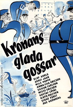 Kronans glada gossar 1952 movie poster Elof Ahrle Adolf Jahr Nils Poppe Rune Redig