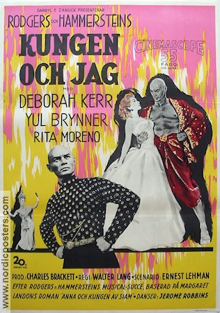 The King and I 1956 movie poster Yul Brynner Deborah Kerr Music: Rodgers and Hammerstein Musicals