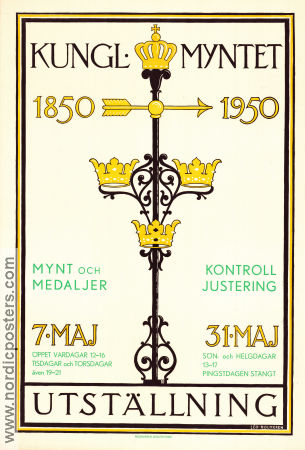 Kungliga myntet 1850-1950 1950 poster Find more: Riksbanken Find more: Myntverket Find more: Museum Find more: Stockholm