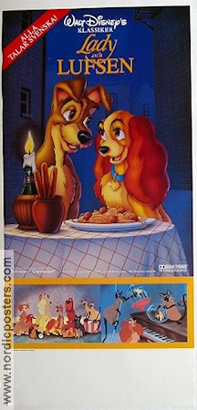 Lady and the Tramp 1955 movie poster Barbara Luddy Clyde Geronimi Animation Food and drink