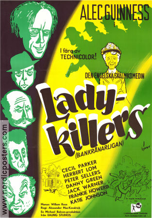The Ladykillers 1955 movie poster Alec Guinness Peter Sellers Cecil Parker Herbert Lom Alexander Mackendrick