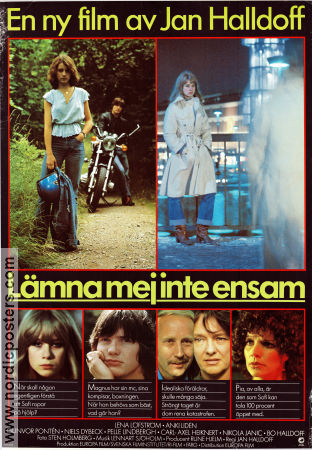 Lämna mej inte ensam 1980 movie poster Lena Löfström Anki Lidén Gunvor Pontén Pelle Lindbergh Niels Dybeck Jan Halldoff Motorcycles