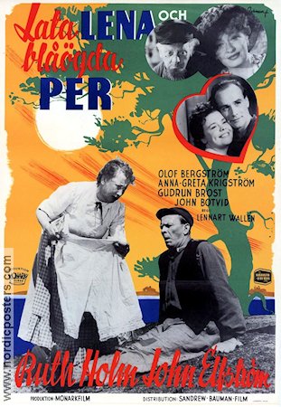 Lata Lena och blåögda Per 1947 movie poster Rut Holm John Elfström Gudrun Brost Lennart Wallén