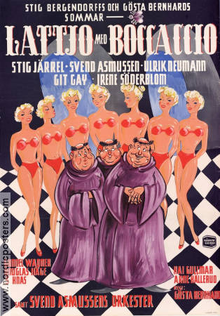 Lattjo med Boccaccio 1949 poster Stig Järrel Gösta Bernhard