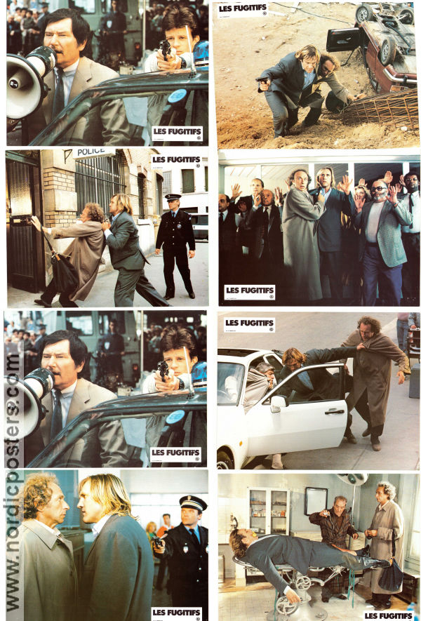 Les Fugitifs 1986 large lobby cards Gerard Depardieu Francis Veber