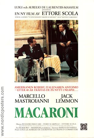 Macaroni 1985 movie poster Jack Lemmon Marcello Mastroianni Daria Nicolodi Ettore Scola Food and drink