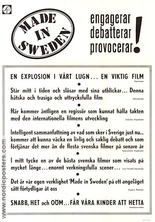 Made in Sweden 1969 movie poster Per Myrberg Johan Bergenstråhle Politics