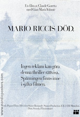 La Mort de Mario Ricci 1983 poster Gian Maria Volonté Claude Goretta