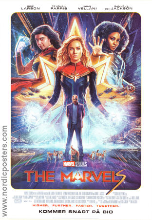 The Marvels 2023 movie poster Brie Larson Teyonah Parris Iman Vellani Samuel L Jackson Nia DaCosta Production: Mavel