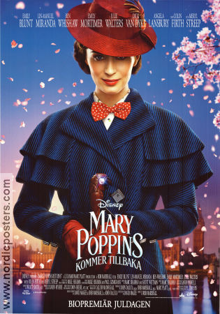 Mary Poppins Returns 2018 movie poster Emily Blunt Lin-Manuel Miranda Ben Whishaw Rob Marshall