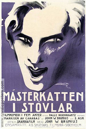 Mästerkatten i stövlar 1923 movie poster Sam Ask John W Brunius