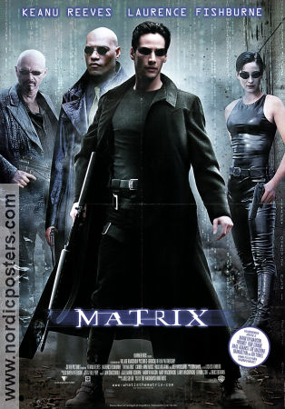 The Matrix 1999 movie poster Keanu Reeves Laurence Fishburne Carrie-Anne Moss Andy Wachowski