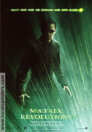 The Matrix Revolutions 2003 poster Keanu Reeves Andy Wachowski