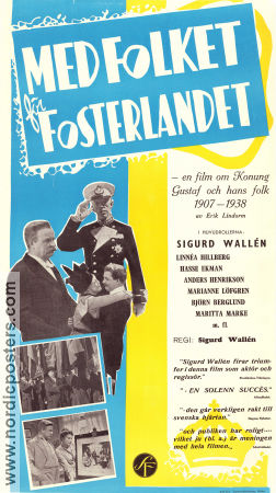 Med folket för fosterlandet 1938 movie poster Linnéa Hillberg Åke Johansson Hasse Ekman Sigurd Wallén Politics