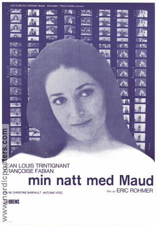 Ma nuit chez Maud 1969 movie poster Jean-Louis Trintignant Francoise Fabian Marie-Christine Barrault Eric Rohmer