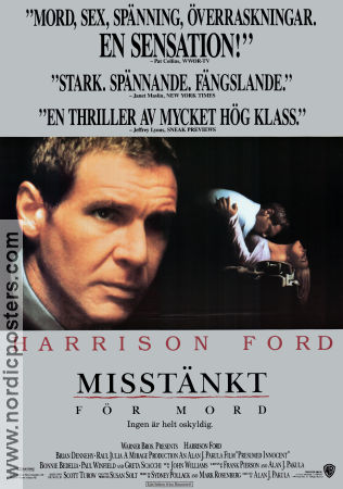 Presumed Innocent 1990 movie poster Harrison Ford Brian Dennehy Raul Julia Alan J Pakula